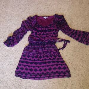 Speckles long sleeve dress with tie size medium